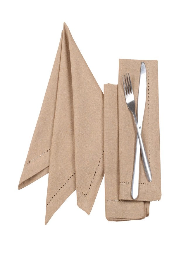 Light & Pro Lightnpro Cloth Dinner Napkins Set of 12 - Hemstitched Dinner Cloth Napkins, Washable and Reusable Natural Flax Napkins for Dining, Parties, Weddings, Holiday & Everyday Use - 18x18 Inch Beige - Image 3