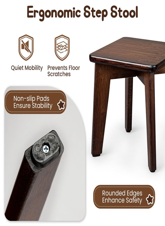 StrongTek Bamboo Small Step Stool, Durable and Stylish Wooden Step for Adults and Kids, Perfect for Kitchen, Bathroom, Bedroom, or Living Room, Non-Slip, Compact, Portable, Easy to Store (Chocolate) - Image 4