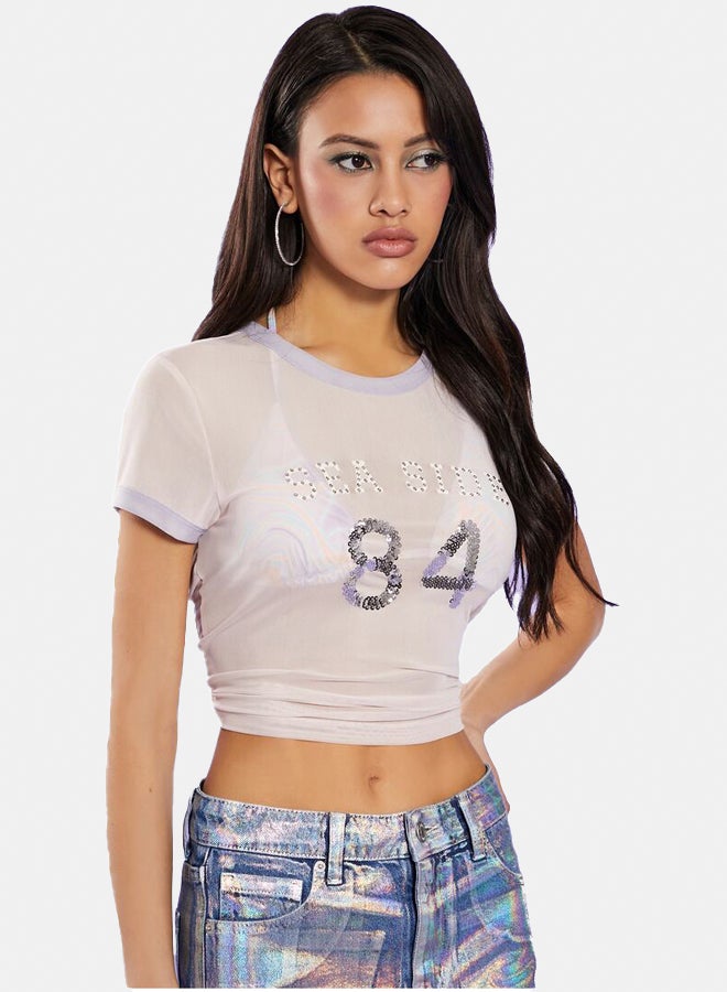 FOREVER 21 Sea Side Sequin Ringer Tee - Image 2
