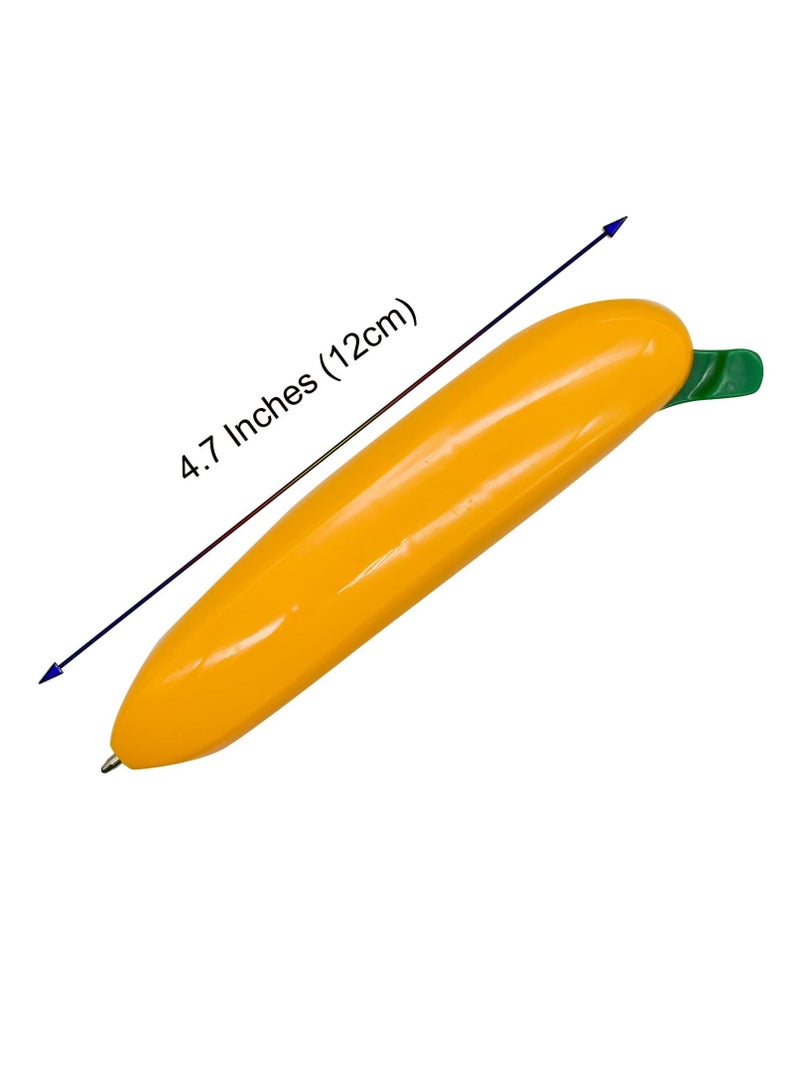 5pcs Novel Banana Pens Fruit Ballpoint Pens Fun Retractable Pens Cute Writing Pens 1.0mm Black Ink for Desktop Decoration Accessories Stationery School Office - Image 2