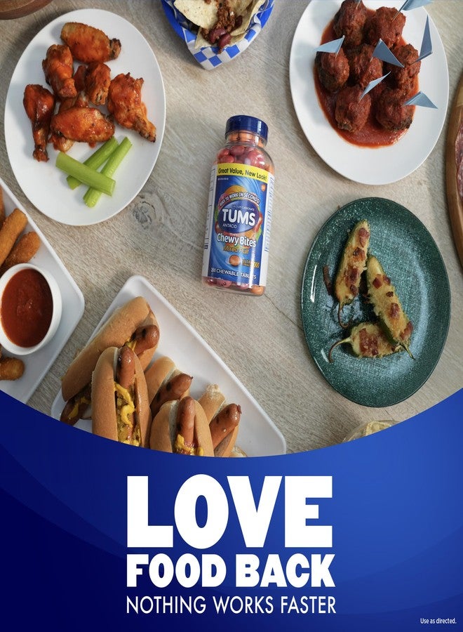 TUMS Chewy Bites Chewable Antacid Tablets for Ultra Strength Heartburn Relief, Great for a Summer BBQ- Mixed Fruit - 200 Count - Image 4