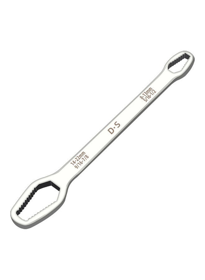 NIBEMINENT Chromium Vanadium Steel Double-Heads Ratchet Wrench Universal Spanner Screw Nuts Silver 26x3x5cm - Image 1