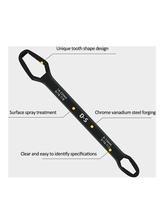NIBEMINENT Chromium Vanadium Steel Double-Heads Ratchet Wrench Universal Spanner Screw Nuts Silver 26x3x5cm - Image 3