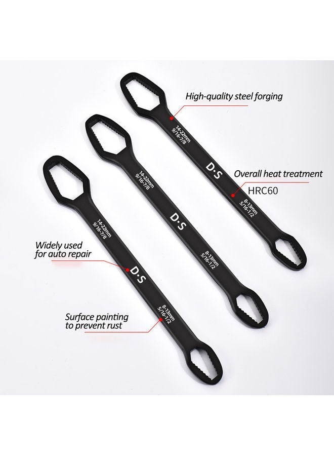 NIBEMINENT Chromium Vanadium Steel Double-Heads Ratchet Wrench Universal Spanner Screw Nuts Silver 26x3x5cm - Image 5