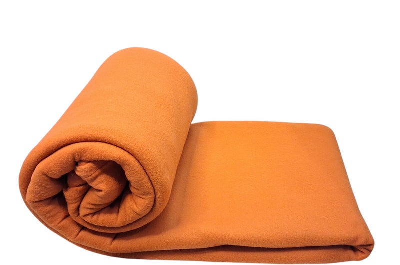 MAMRAJ 300 GSM Special for Heavy Winter Plain Light Weight Polar Fleece Blanket for Single Bed [ 60x90] (Orange) - Image 3