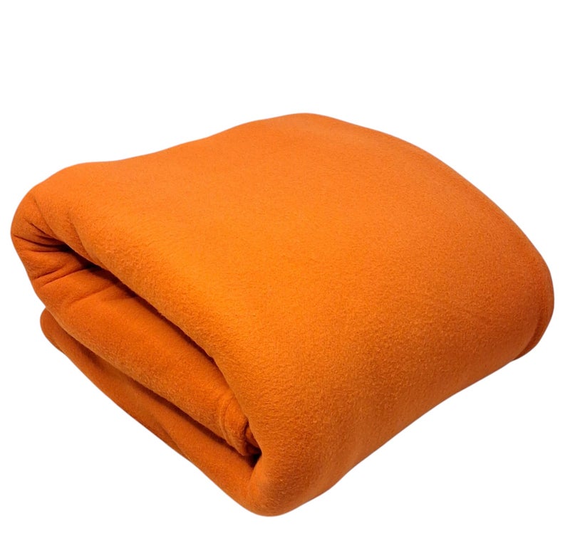 MAMRAJ 300 GSM Special for Heavy Winter Plain Light Weight Polar Fleece Blanket for Single Bed [ 60x90] (Orange) - Image 2