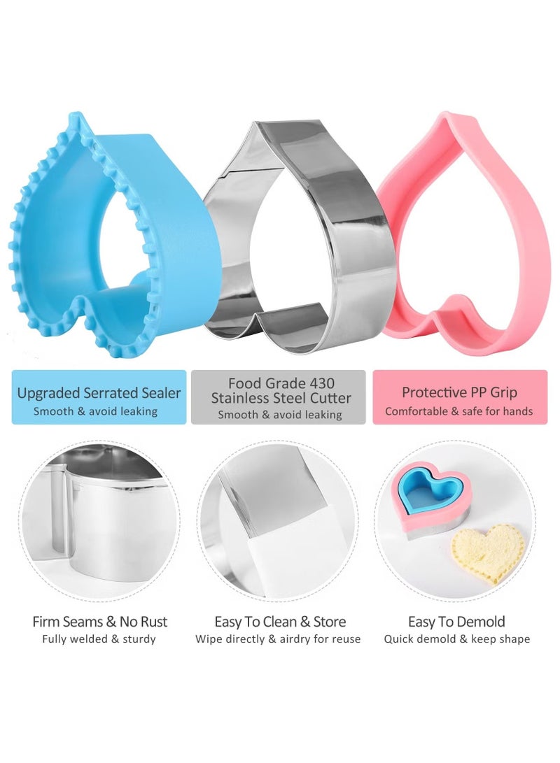 إيليلي مجموعة من 24 قطعة من قطاعات الساندويتشات وقواطع الختم، قطاعة ساندويتش الخبز، صانعة الفطائر، قالب شكل قلب مربع على شكل ديناصور، قوالب بسكويت يمكنك صنعها بنفسك، هدية للأطفال والأولاد والبنات (ألوان عشوائية) - Image 3