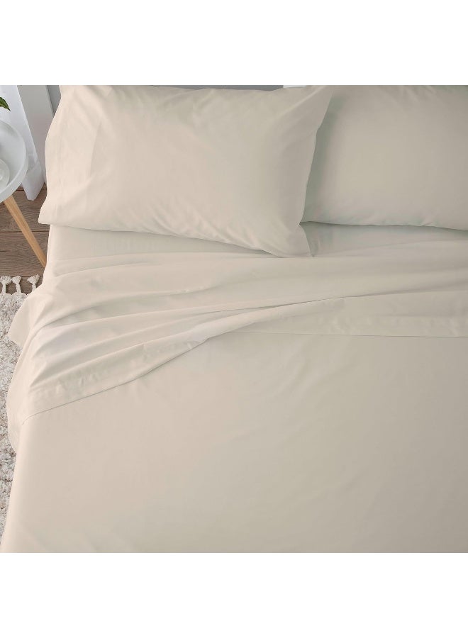 Martex 4 Piece Queen Bed Sheets Set Queen Bed Sheets Light Weight Soft Breathable Sheets Brushed Cotton Rich Blend SecureFit Wrinkle Resistant Durable Easy Care Bed Sheets Comfy Sheets Ivory - Image 2