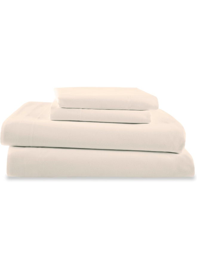 Martex 4 Piece Queen Bed Sheets Set Queen Bed Sheets Light Weight Soft Breathable Sheets Brushed Cotton Rich Blend SecureFit Wrinkle Resistant Durable Easy Care Bed Sheets Comfy Sheets Ivory - Image 3
