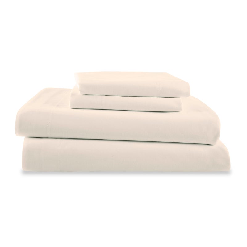 Martex 4 Piece Queen Bed Sheets Set Queen Bed Sheets Light Weight Soft Breathable Sheets Brushed Cotton Rich Blend SecureFit Wrinkle Resistant Durable Easy Care Bed Sheets Comfy Sheets Ivory - Image 1