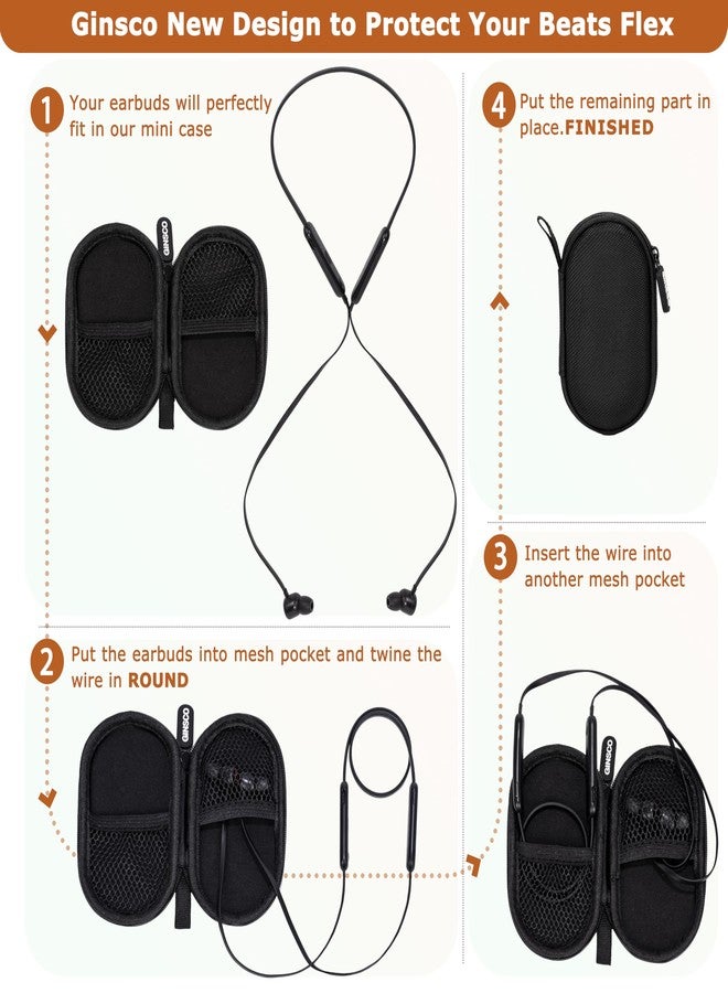 Ginsco Portable Mini Hard Shell Earbuds Case for Beats Flex Wireless Earbuds/Sony WI-C100/Apple EarPods/Wired Ear Buds, Travel Case for Earphones and Earplugs - Image 5
