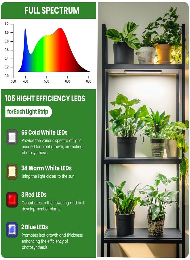 wolezek شرائط إضاءة Wolezek للنباتات الداخلية، 420 مصباح LED، إضاءة نباتية كاملة الطيف للزراعة الداخلية مع مؤقت تلقائي مطور 4/8/12/16 ساعة، شريط إضاءة لنمو الشتلات العصارية، 13.8 بوصة، عبوة من 4 قطع - Image 2