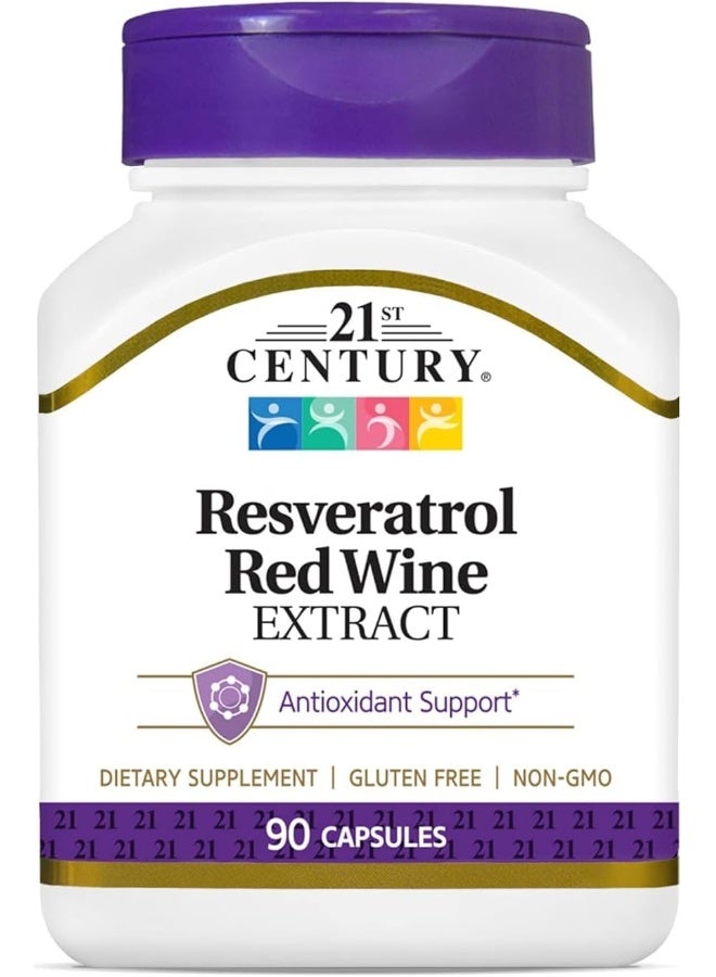 القرن الحادي والعشرون ريسفيراترول، مستخلص النبيذ الأحمر، 90 كبسولة - Image 1