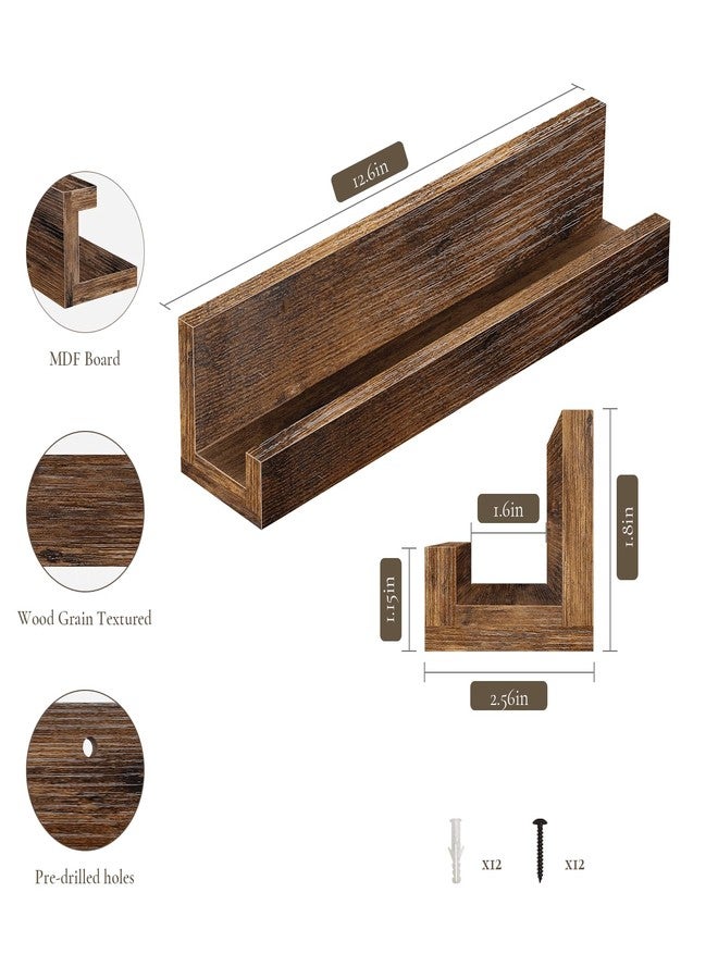 BCOZLUX Vinyl Record Shelf Wall Mount, 12 inch Wooden Album Record Holder Display, Pack of 6 Floating Shelves for Wall, Magazine Rack, Kids Bookshelf for Bedroom, Living Room, Rustic Brown - Image 5