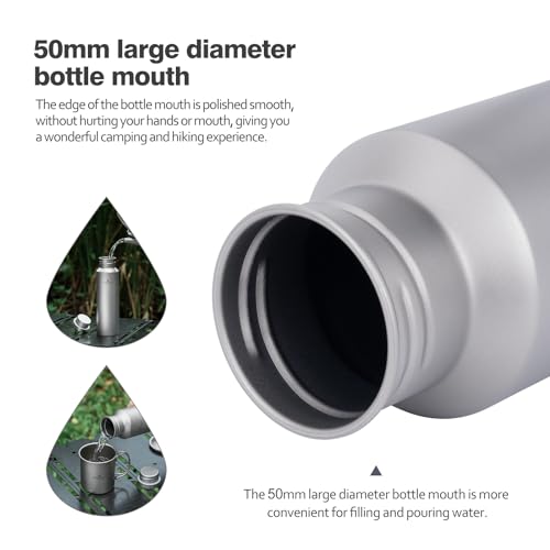 usharedo Outdoor 750ml Titanium Sports Bottle with Lid Flask Wide Mouth Water Bottle Canteen Drinking Bottle for Camping Cycling Hiking Ti3253d - Image 3