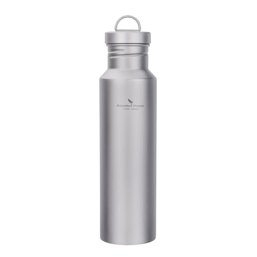 usharedo Outdoor 750ml Titanium Sports Bottle with Lid Flask Wide Mouth Water Bottle Canteen Drinking Bottle for Camping Cycling Hiking Ti3253d - Image 1