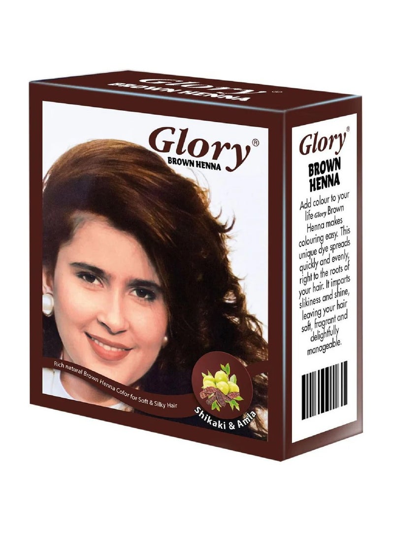 Glory Brown henna - a rich natural color for soft and silky hair - 6 small sachets in the package 