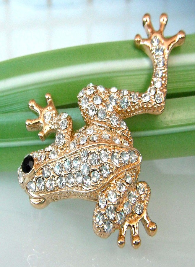 Navachi 18k Gold Plated White Crystal Frog Az7776b Brooch pin - Image 3