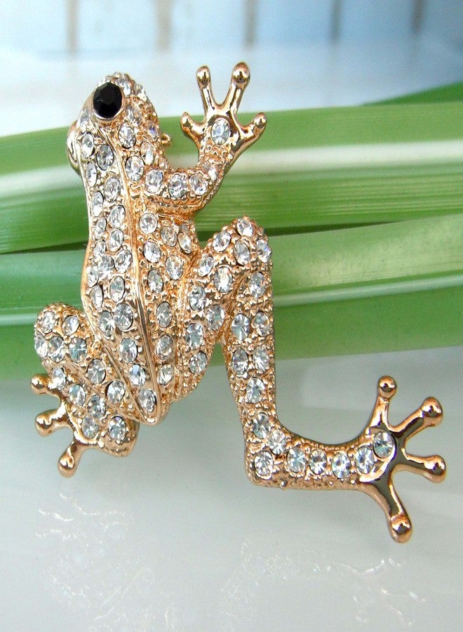 Navachi 18k Gold Plated White Crystal Frog Az7776b Brooch pin - Image 4