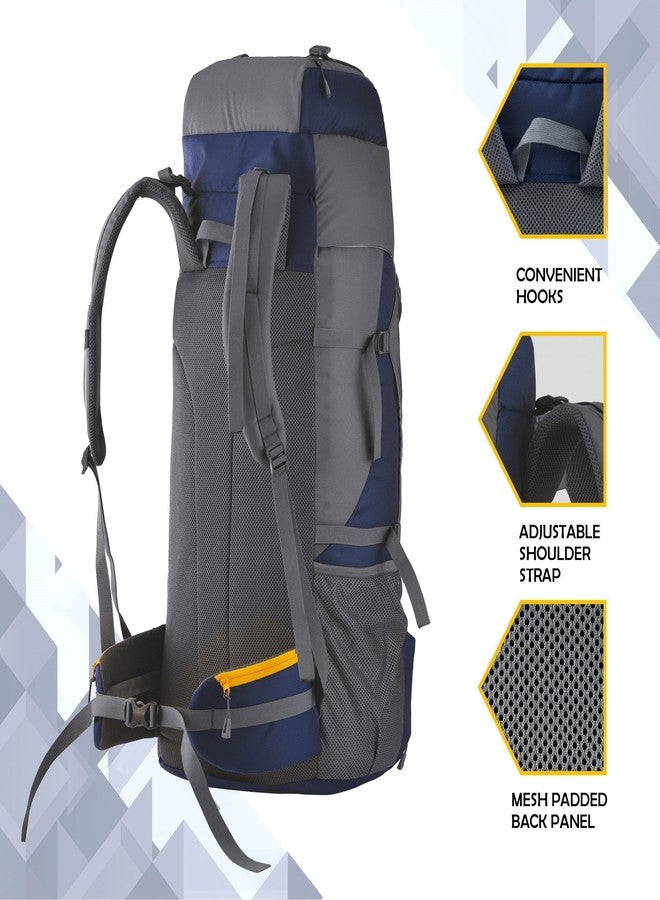TRAWOC Aerolink 60L Trekking Backpack for Men & Women | Travel Rucksack with Laptop Sleeve, Rain-Cover, Padded Hip Belt & YKK Zippers | Camping Hiking Bag | 3 Year Warranty - Grey - Image 3