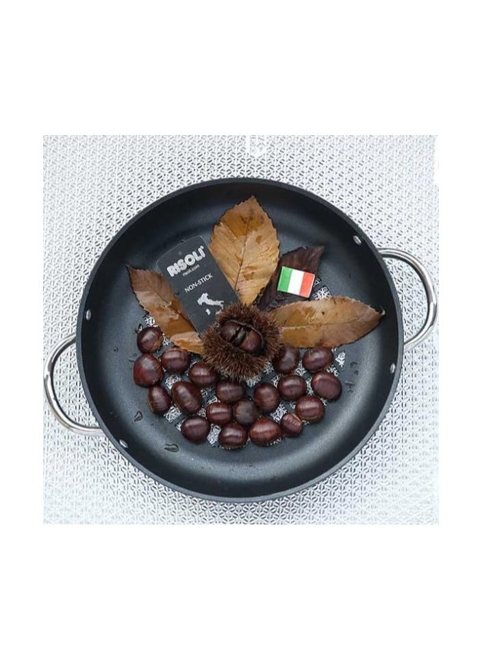 برايت ستون Risoli Professional Nonstick Paella Casserole Pan – 28cm, 1.8L, Die-Cast Aluminum with Heat-Insulating Handles, Oven Safe  - Image 2