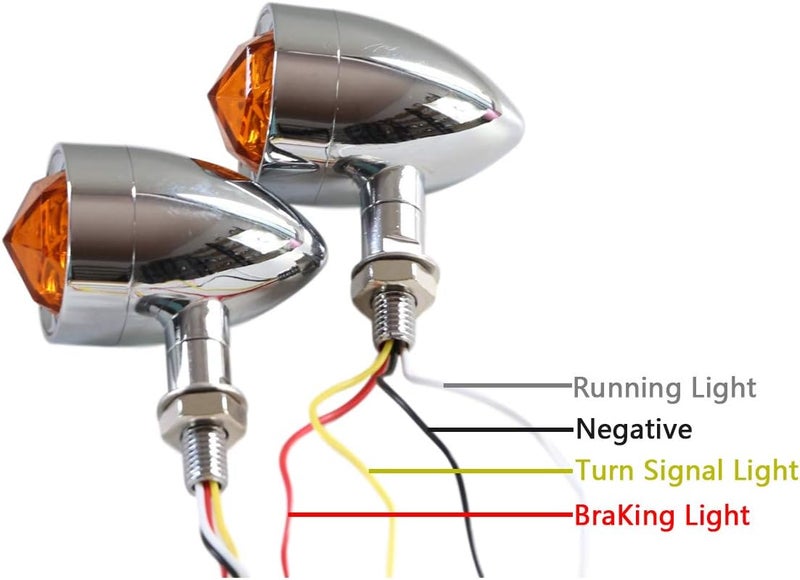 FATECIM Motorcycle LED Turn Signal Lights - Chrome - Image 3