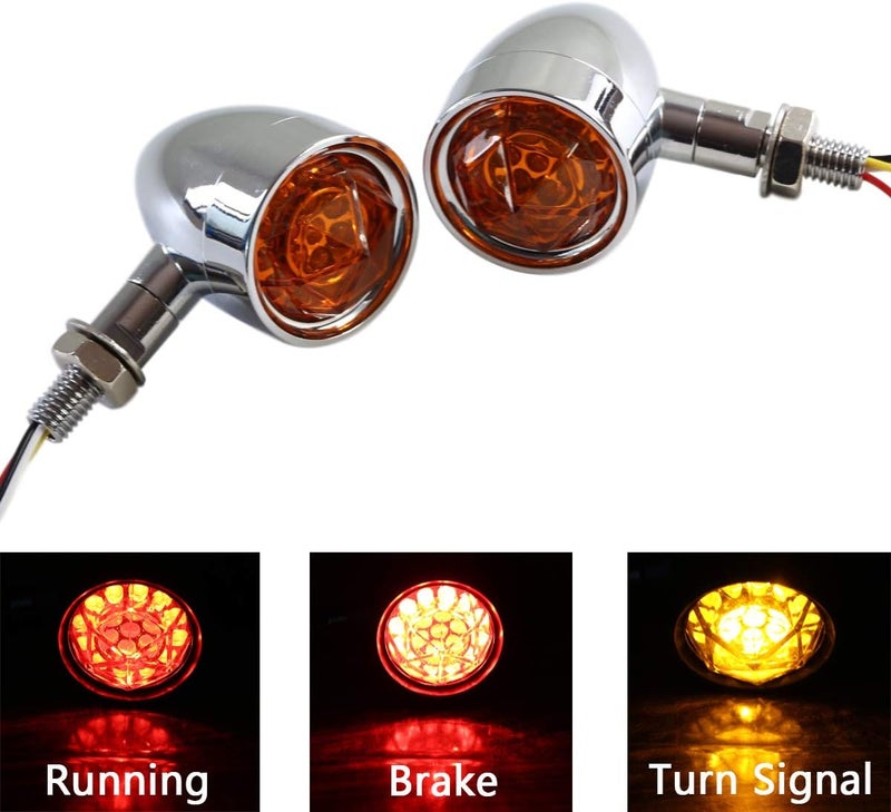 FATECIM Motorcycle LED Turn Signal Lights - Chrome - Image 2
