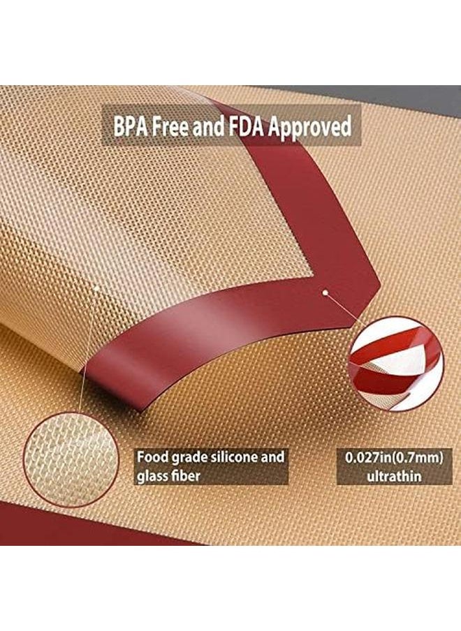 SHOWAY - 2 Pack Silicone Baking Mat Reusable Baking Mat Nonstick Heat Resistant Premium Silicone Baking Mat For Cookies Pizzas Pretzels And More 42X29.5Cm Red And Tan Bakmat01 2Pcs Baking Mats - Image 1