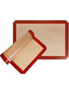 2 Pack Silicone Baking Mat Reusable Baking Mat Nonstick Heat Resistant Premium Silicone Baking Mat For Cookies Pizzas Pretzels And More 42X29.5Cm Red And Tan Bakmat01 2Pcs Baking Mats