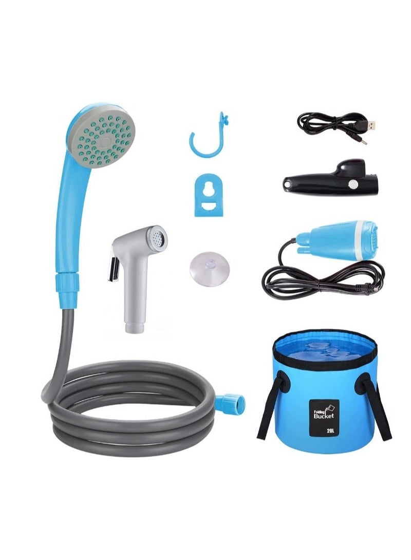 Outdoor Handheld Bidet With Bucket Blue/Grey