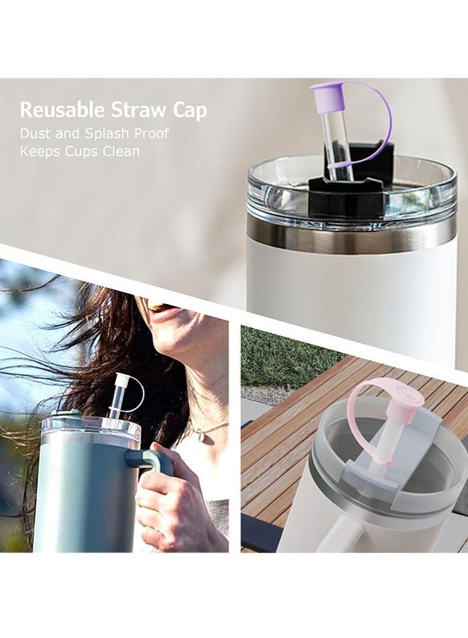 FASHION MANIA 4PCS Straw Cover For Stanley Cup, Silicone Shape Straw Covers, Reusable Drinking Straw Topper Protectors Cap for 0.4inch - Image 4