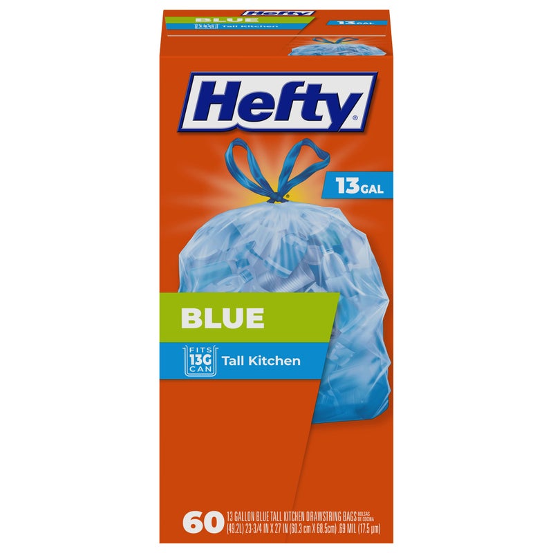 Hefty Blue Trash Bags Blue 13 Gallon 60 Count - Image 3