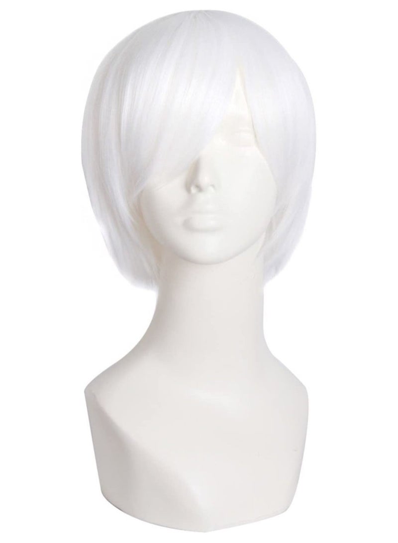 إستيل شعر مستعار تأثيري قصير مستقيم للرجال شعر مستعار أبيض - Image 1