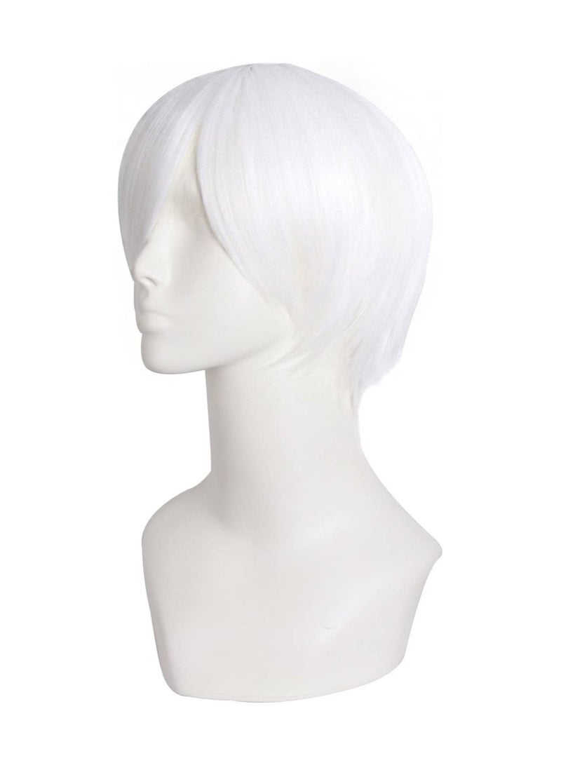 إستيل شعر مستعار تأثيري قصير مستقيم للرجال شعر مستعار أبيض - Image 3