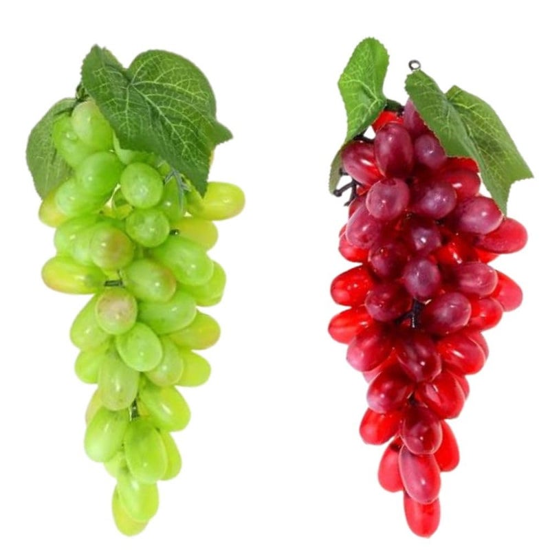 SINGAA عناقيد عنب صناعية معلقة مع أوراق للمنزل، الحديقة، السيارة، متجر الفواكه، التصوير، طاولة الطعام وديكورات المناسبات - 60 طرف - 25 سم (عبوة من 2) - Image 1
