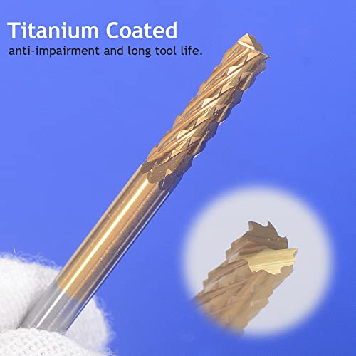 HOZLY 10PCS 1/8'' Shank 0.5mm End Mill CNC Bit Set, Carbide Engraving Bits Carving Bits CNC End Mill Router Bits 1/8 for PCB Wood, Titanium Coat PCB Milling Cutter Bits Drill Bit - Image 4