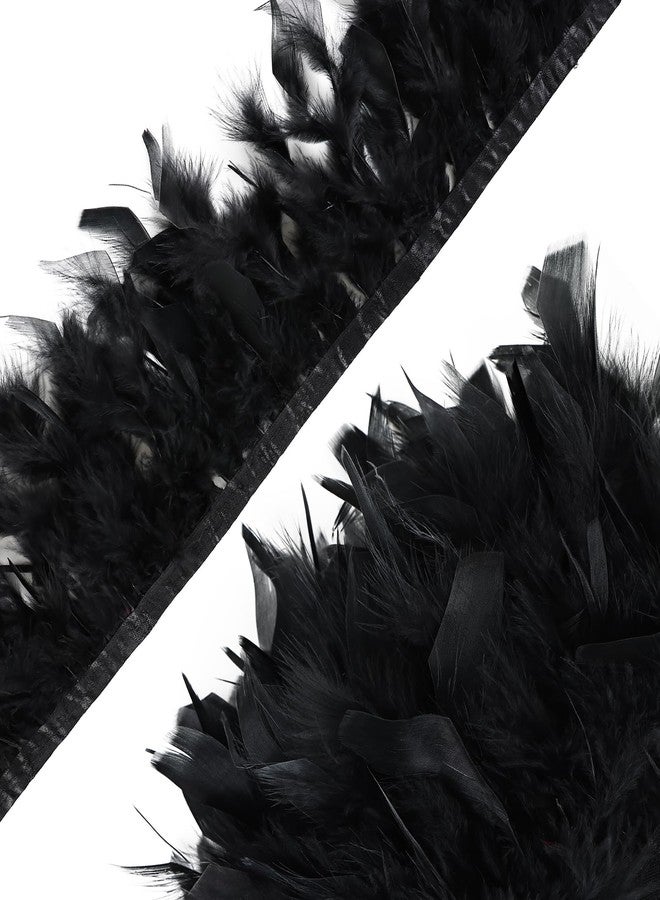 whitefeather Black Turkey Feathers Trim Fringe 2Yard 4-6inch for Party Clothing DIY Sewing Craft Wedding Dress Decoration Natural Fluffy Turkey Feather Trim - Image 2