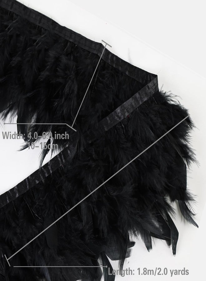 whitefeather Black Turkey Feathers Trim Fringe 2Yard 4-6inch for Party Clothing DIY Sewing Craft Wedding Dress Decoration Natural Fluffy Turkey Feather Trim - Image 3