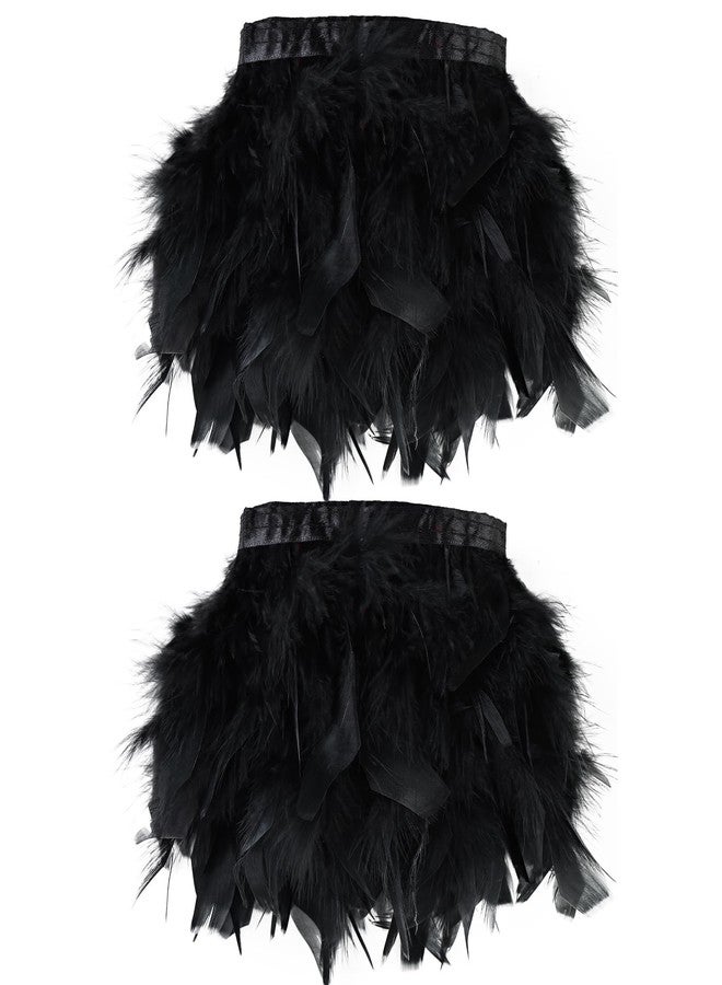 whitefeather Black Turkey Feathers Trim Fringe 2Yard 4-6inch for Party Clothing DIY Sewing Craft Wedding Dress Decoration Natural Fluffy Turkey Feather Trim - Image 1