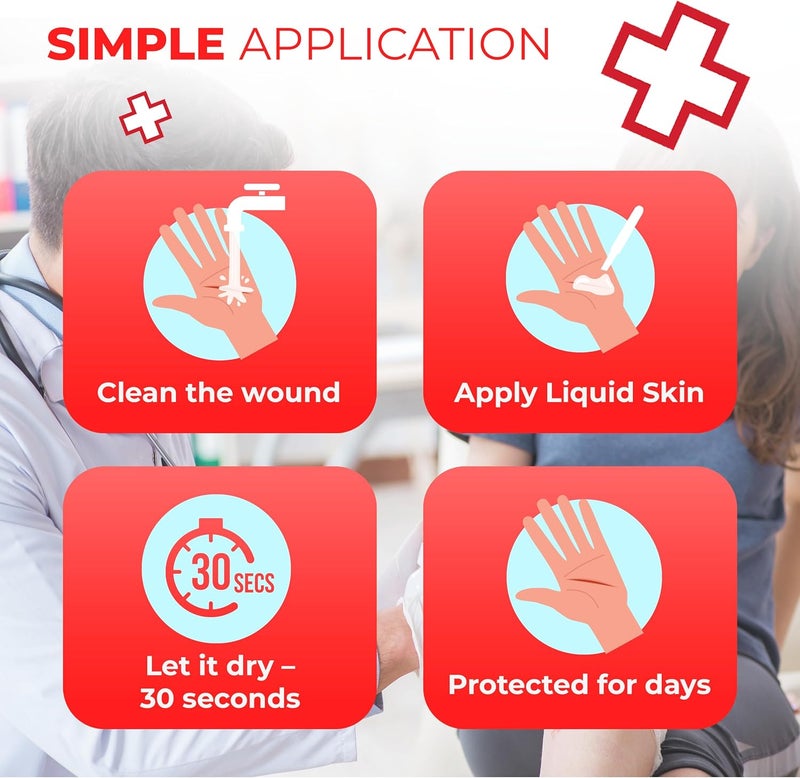 Ever Ready First Aid Liquid Bandage for Skin Waterproof Skin Glue for Wound Closure Flexible Liquid Barrier with NonSting Formula LongLasting Liquid Bandage 10 Count - Image 5