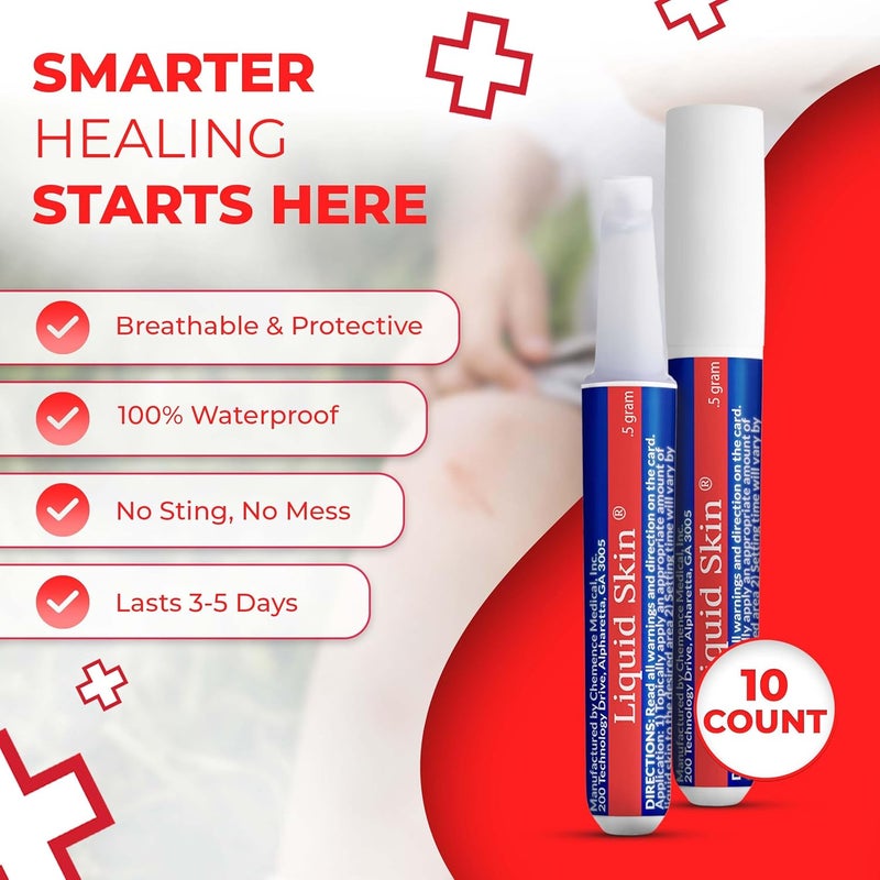 Ever Ready First Aid Liquid Bandage for Skin Waterproof Skin Glue for Wound Closure Flexible Liquid Barrier with NonSting Formula LongLasting Liquid Bandage 10 Count - Image 2