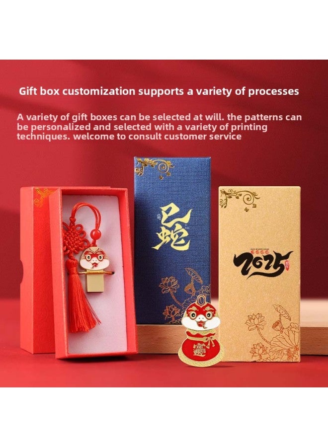 Year Of The Snake USB Flash Drive Customized Metal 128g Advertising Souvenir Cartoon Stylish High-Speed Large Capacity Customized Gift USB Flash Drive-Color:U Disk + Gold Pen + Notepad + Gift Box + Keychain-Capacity:16GB - Image 3