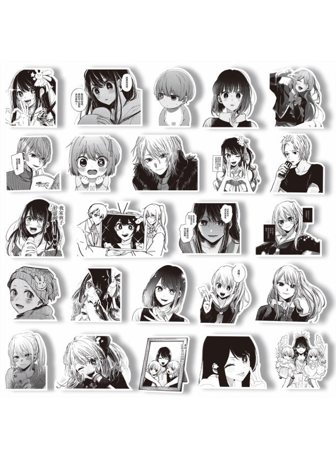 NIBEMINENT 65 Pcs Cartoon OSHI NO KO Deco Kit Waterproof Stickers, High Definition Printing Bright Colors, Suitable for Laptop Skateboard Luggage Water Bottle Guitar DIY