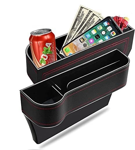 VINSU Car Side Organizer For Driver Seat Gap Filler Console Side Pocket With Bottle Cans Holder, Space Saving Rack Holding Cards, Phones, Keys, Coins (Black/ Driver Side/ 27 X 8 X 17Cm) (Pack Of -1Pc) - Image 3