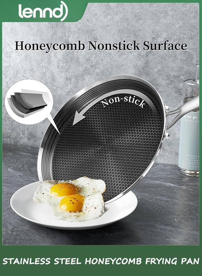 لينند صينية كريب من الفولاذ المقاوم للصدأ - صينية كريب غير لاصقة مقاس 28 سم، صينية فطائر مطلية بطبقة قرص العسل من الفولاذ المقاوم للصدأ، مقلاة مسطحة غير لاصقة، صينية تورتيلا تاوا دوسا، متوافقة مع الحث، خالية من حمض بيرفلورو الأوكتانويك - Image 5