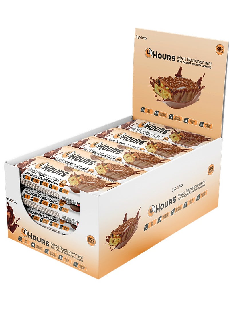 لابيرفا 4 ساعات بديل الوجبات ثنائي الكوكيز بار، غني بالألياف، يحتوي على 20 جرام بروتين، يحتوي على مزيج من الفيتامينات، عبوة من 18 بار