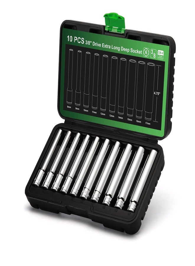 TecoTek 3/8" Drive Extra Deep Metric Socket Set, 8-17mm, 6-Point, CR-V - Image 1