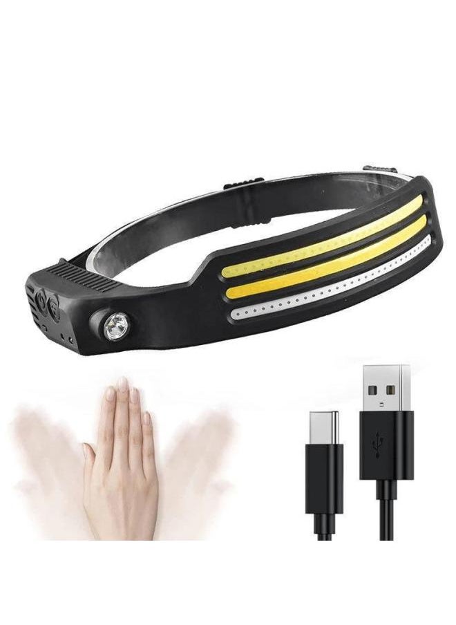 Generic Wave Induction COB Headlights Outdoor Cycling Lights USB Charging Night Running Lights LED Bright Headlights-Color:cob Wave Induction Headlamp 600 MA  - Image 3