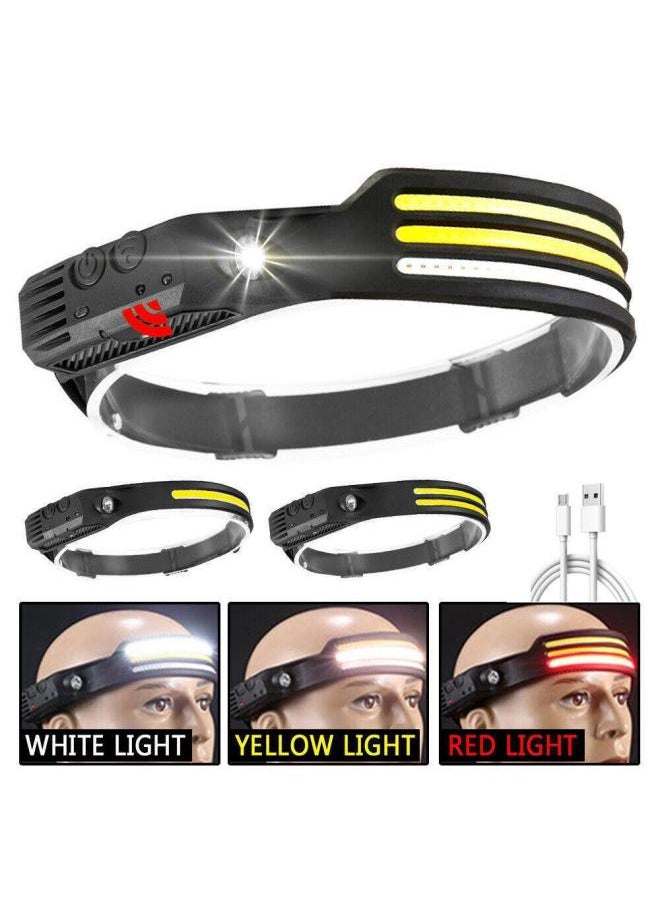 Generic Wave Induction COB Headlights Outdoor Cycling Lights USB Charging Night Running Lights LED Bright Headlights-Color:cob Wave Induction Headlamp 600 MA  - Image 4