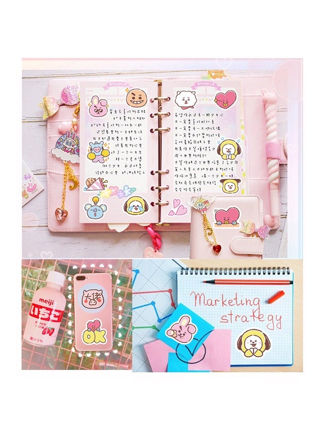null - 40 Pieces Cartoon BTS Cute Mini Waterproof Stickers No Repeated Image，For Cups Computer Mugs Books - Image 1